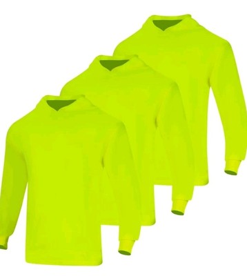 VENDACE 3 Pack High Visibility Safety Long  Sleeve Shirts W/Hood - ANSI  (SMALL)