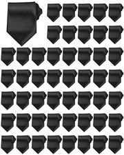 Cuffbow Men's Tie Bulk Groomsman 3.15'' Formal Necktie for Wedding 50 Black