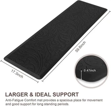 Kitchen Mat Cushioned Anti-Fatigue Non-Slip Standing 17.3" (W) X 60"(L) Black
