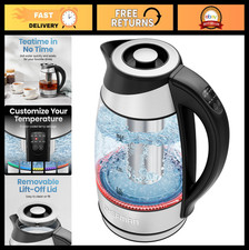 Electric Kettle with Temperature Control, 5 Presets, Glass Stainless Steel, 1.