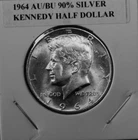 SILVER  AU/BU 1964 SILVER KENNEDY HALF DOLLAR
