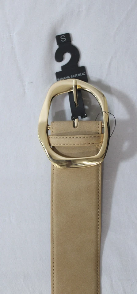Cinturón Banana Republic Unisex Vegano Gamuza Hebilla de una sola punta EH6 Bronceado Pequeño Nuevo con Etiquetas  Foto 3 de 4