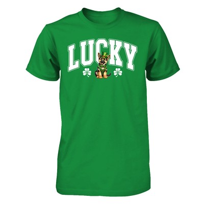 Shamrock Lucky German Shepherd Dog Tshirt St Patrick's Clover Gift Puppy Lover