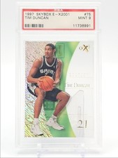 TIM DUNCAN 1997-98 SKYBOX E-X 2001 BASKETBALL ROOKIE SPURS #75 D PSA 9 Q3522