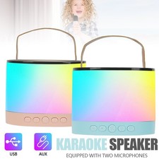 Karaoke Anlage mit 2 Mikrofonen Tragbarer Kabelloser Lautsprecher Party Musik DE
