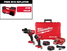 Milwaukee 3697-22IN M18 FUEL 18V Hammer Drill /Drive Kit w/ M18 Tire Inflator
