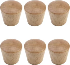 6pcs Wood Cabinet Knobs Cone Shape Beech Drawer Small, Color 