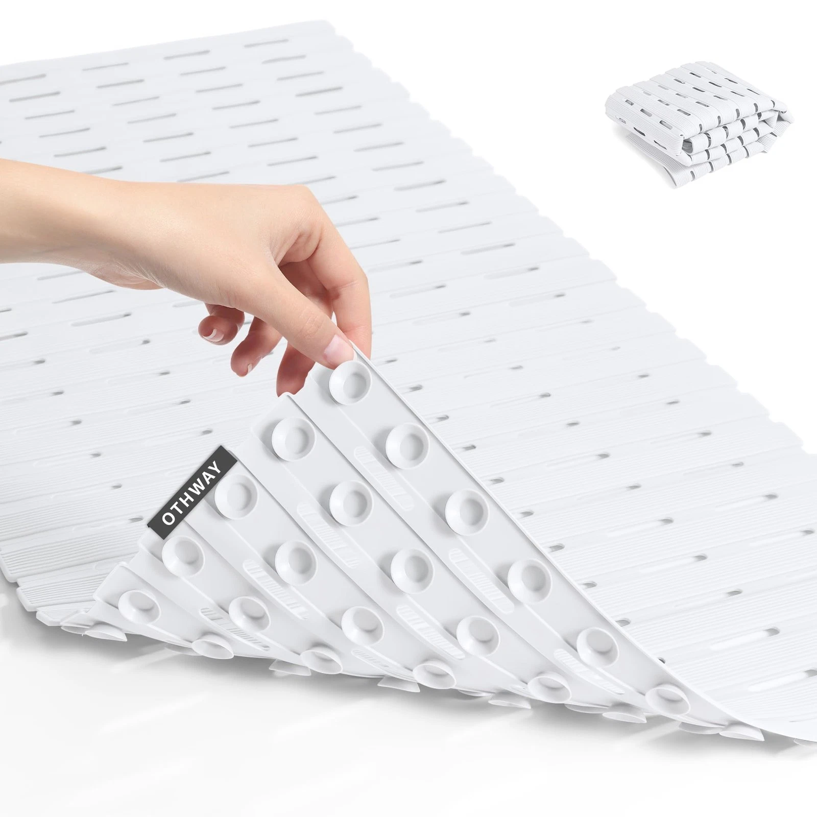 OTHWAY Non Slip Shower Mats, 36.6" x 16.9" x (Rectangular), White