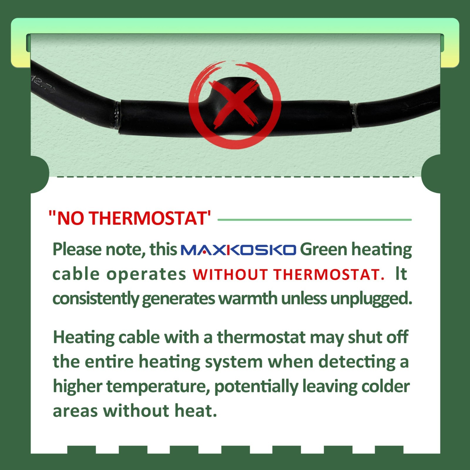 MAXKOSKO Self-Regulating Heat Cable for Water Pipes -Freeze Guard