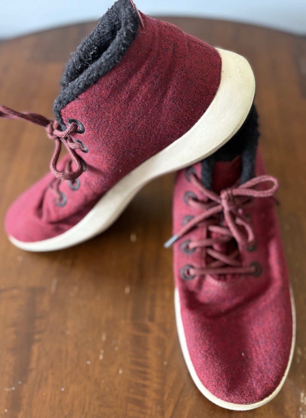 SAOLA Scarpe Allbirds WRUM da uomo taglia 13 rosse alte in lana merino runner Mizzle