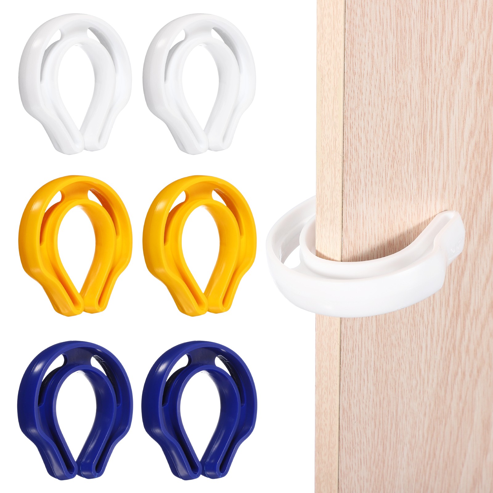 6 PCS Door Pinch Guard,Door Slam Stopper Finger Slam Preventer,Yellow White Blue