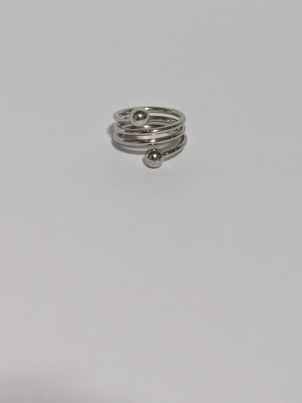 Silver Tone Spiral/Spring Wrap Ring With End Caps… - image 5