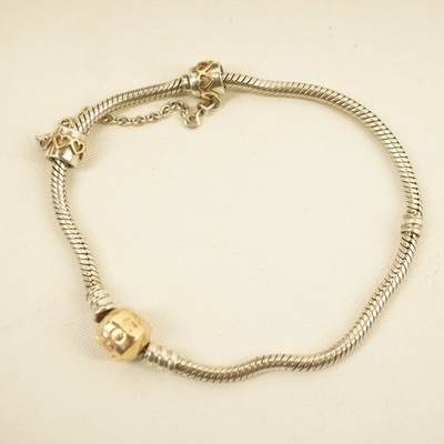 PANDORA Sterling Silver Charm Bracelet w/14k Click Clasp & Mixed Metal Charm
