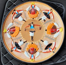 PIATTO 32 cm CERAMICA DI LORENZO LOI DORGALI VINTAGE SARDEGNA LAVORATO A MANO