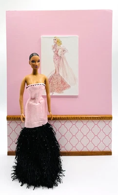 JC DREAM DESIGNS Barbie Silkstone Sketch Photo Backdrop -Robert Best Sketches -MINT - VLE 5