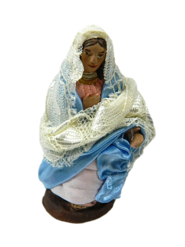 Natività 11 Pz in Terracotta Cm 10 Vestiti Stoffa Sacra Famiglia Pastori Presepe - Immagine 2 di 4
