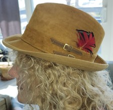 DOBBS 5th Ave Fedora Size 7 1/4 Brown Genuine Suede Leather Vintage Hat w/ Box