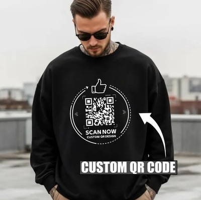 Personalisierter QR-Code Scan Me Pullover individuell interaktiv Social Media Link Top