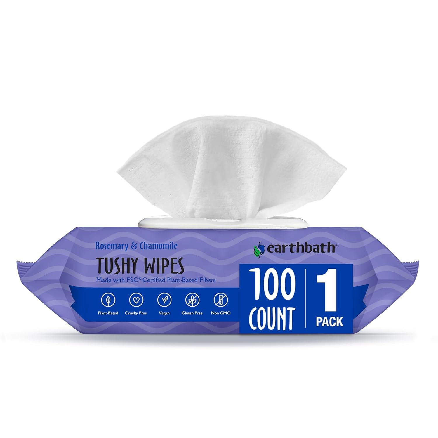 earthbath Rosemary Chamomile Dog Cat Tushy Wipes 100ct