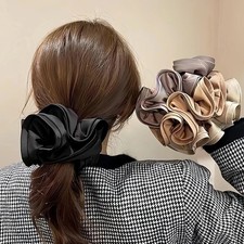 Korean Big Hair Tie Ribbon Scrunchies Satin Elastic Hair Band Bow Women Simple T