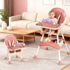 Virplik Baby High Chair, Portable Multi-Functional Feeding Chair with Lock Wheel