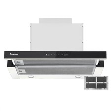 Dunstabzugshaube 60cm Einbauhaube Flachschirmhaube Edelstahl Glas Abluft Umluft