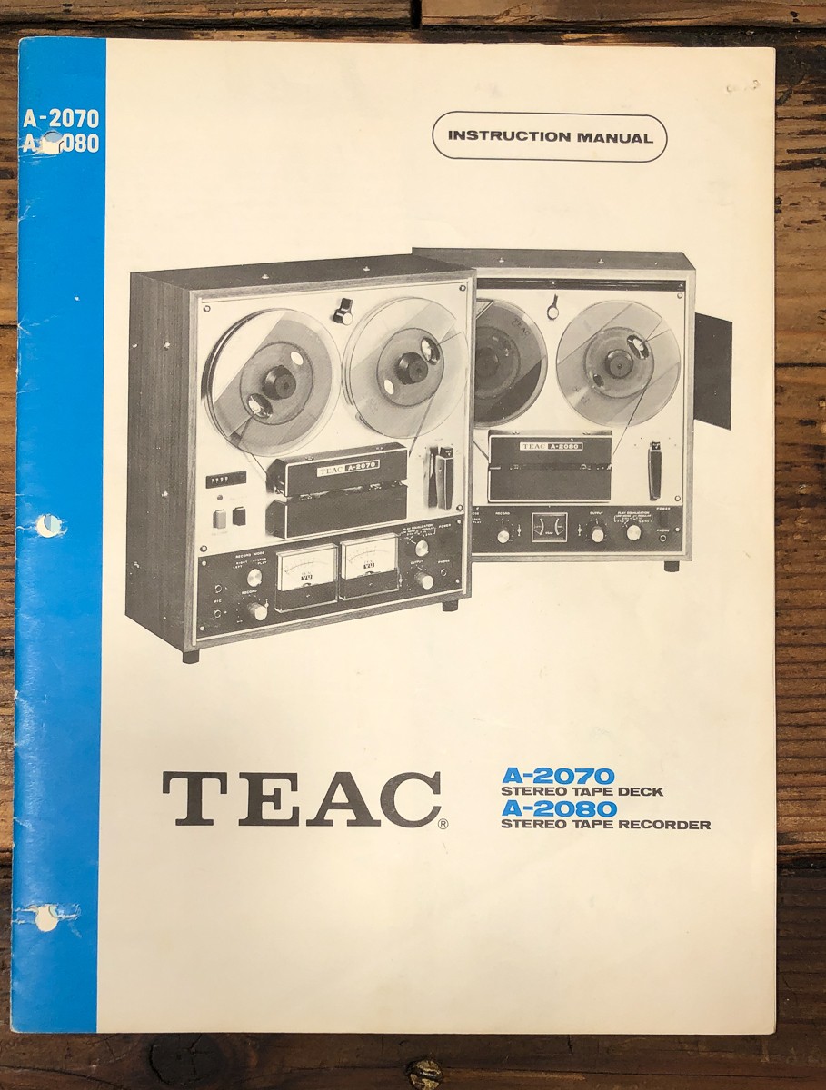 TEAC A-2070 A-2080 Reel to Reel Owners / User Manual *Original*