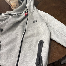 Nike Mens Gray Full Zip Hoodie S Fleece Cotto...