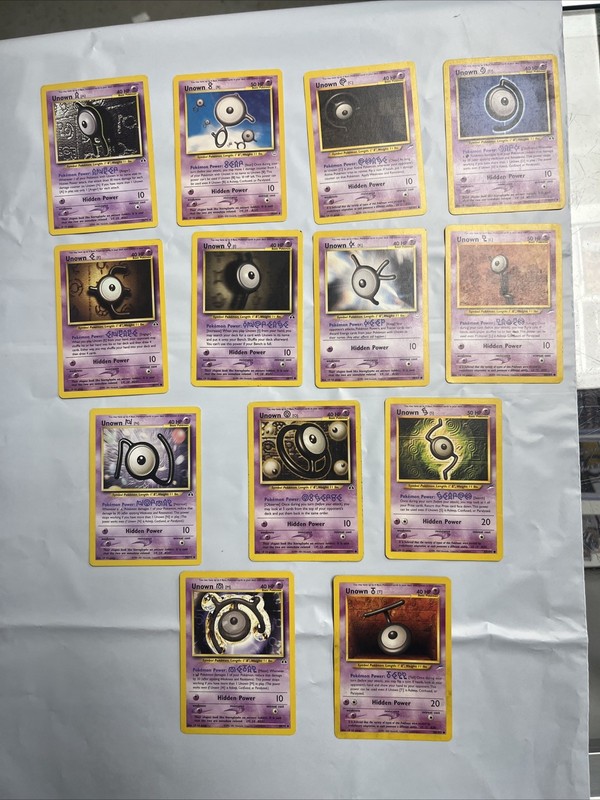 ◼️🟣Pokemon TCG Vintage Unown 13 Card Lot 1995-2001 GAMEFREAK🟣◼️