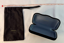 Authentic Gucci Hinged Hard Case for Glasses/Sunglasses Black/Blue w/ ClothPouch