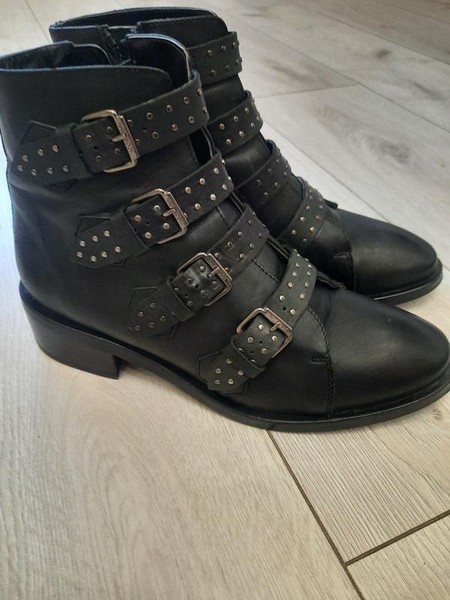 Women Navyboot Boots Black Leather 38 #B8I5