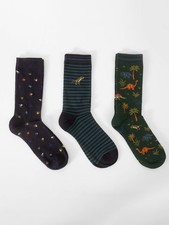 THOUGHT ORGANIC COTTON MENS' SOCKS - PACK OF 3 - TA723C DINOSAURS - BNWT