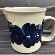 Arabia Anemone Blue Pitcher (5 3/8" Tall) Holds 32 oz
