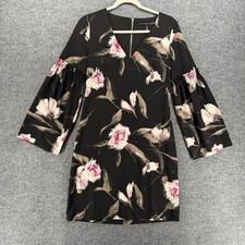 White House Black Market Dress Size 0 Black Floral Sheath Formal Evening Luxury