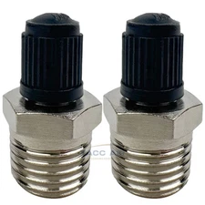 2 Pack 1/4" Male NPT Schrader Valve Brass Tire / Receiver Tank Filler Stem