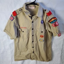 Boy Scouts Of America Shirt Mens L Brown Official Button Middle TN Patches