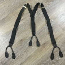 CAS Germany Black Stretch Suspenders Goldtone Hardware Leather Button
