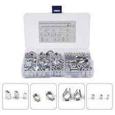195 Pcs/set Cable Clamp Crimp Sleeves for Wire Aluminum Crimping Loop