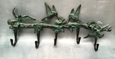 Brass Verdigris Hummingbird Wall Hooks Key Ho...