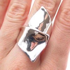 HAGIT GORALI 925 Sterling Silver Vintage Modernist Bypass Ring Size 9.25