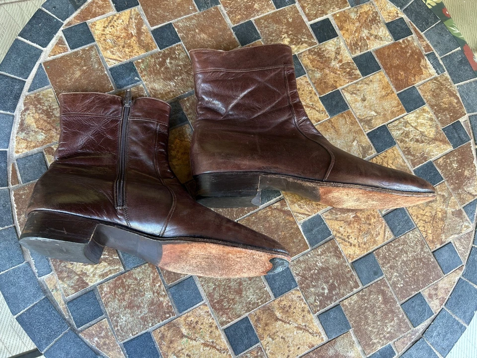 Botines de cuero marrón vintage Bruno Magli para hombre 9,5 Foto 3 de 4