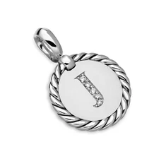 $495 DAVID YURMAN SS INITIAL DIAMOND CHARM PENDANT