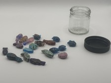 1/4 Cup Jar of Ceramic / Glass Fish Beads for Jewelry Making