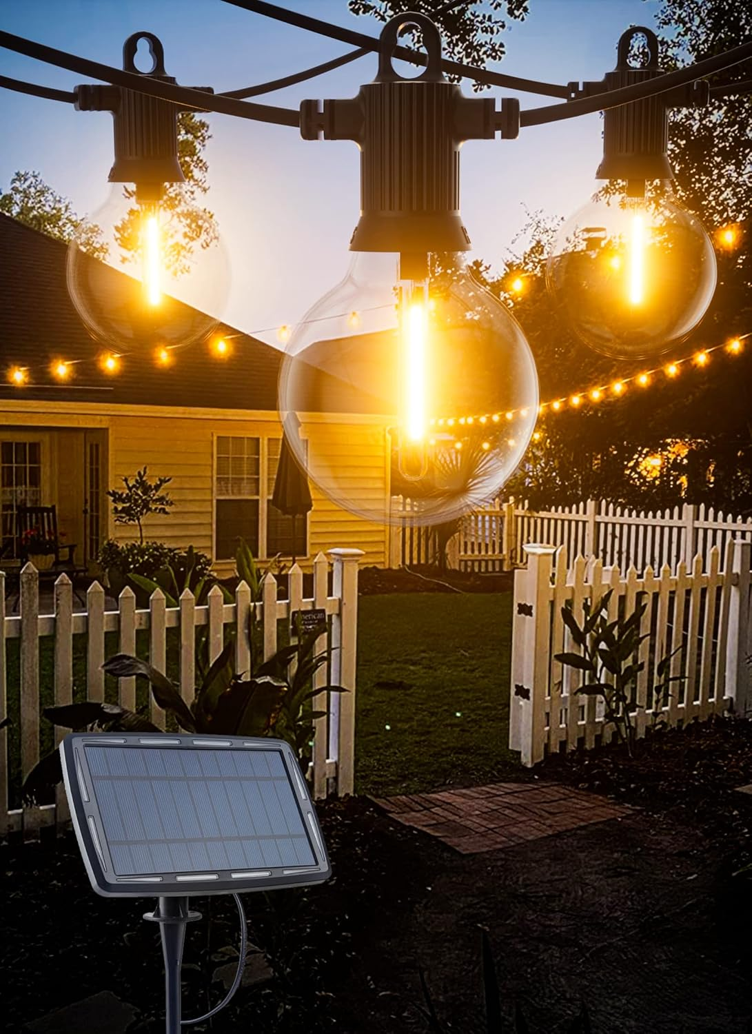 Solar Festoon Lights Outdoor, 15M/50FT Solar Lights Outdoor Garden with 25+2 G40