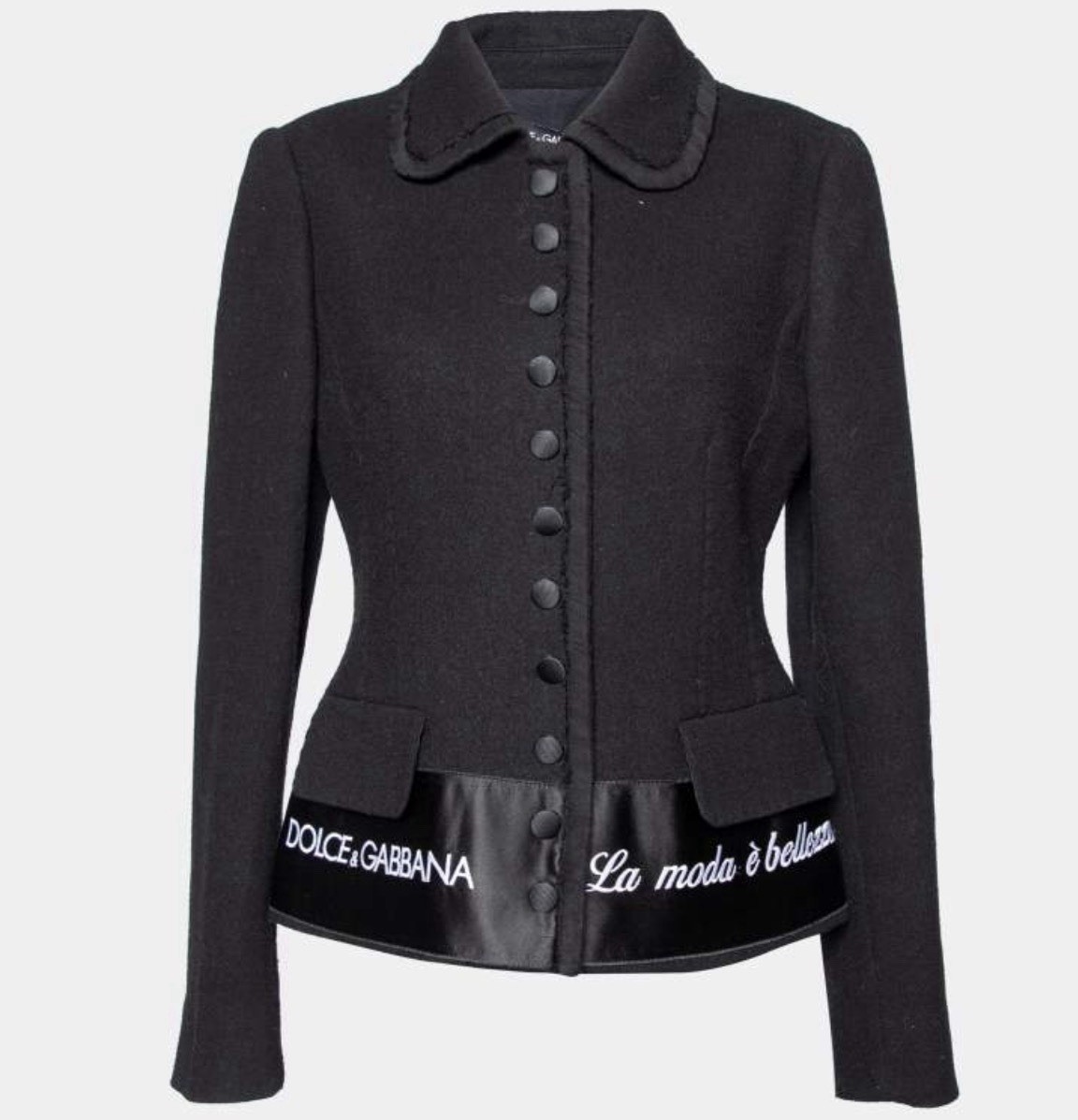 Dolce & Gabbana Dolce & Gabbana Black Embroidered Wool Button Front Jacket S