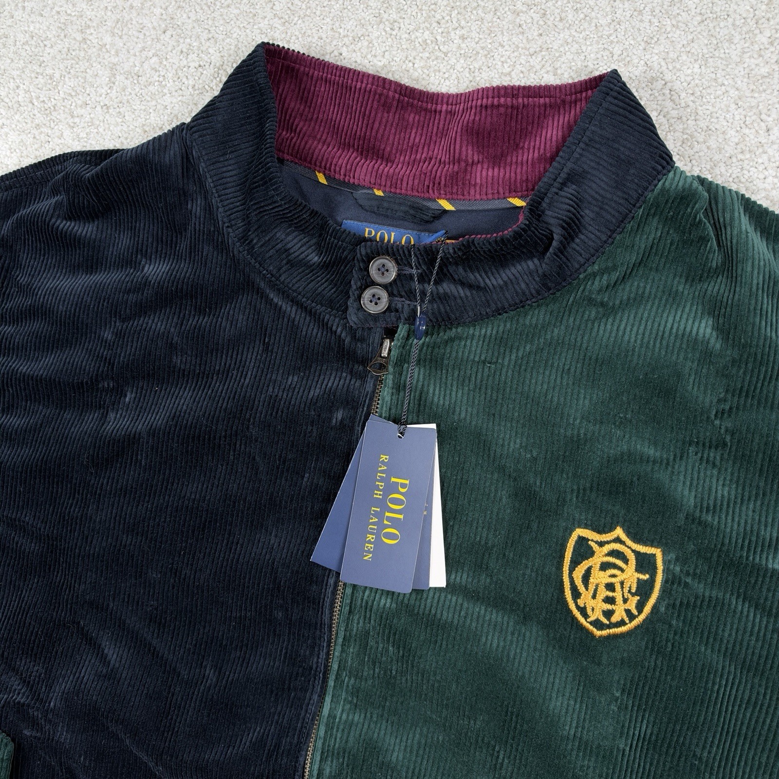 Polo Ralph Lauren Colorblock Crest Corduroy Jacket Men's Size 2LT $398 NEW - second product detail image