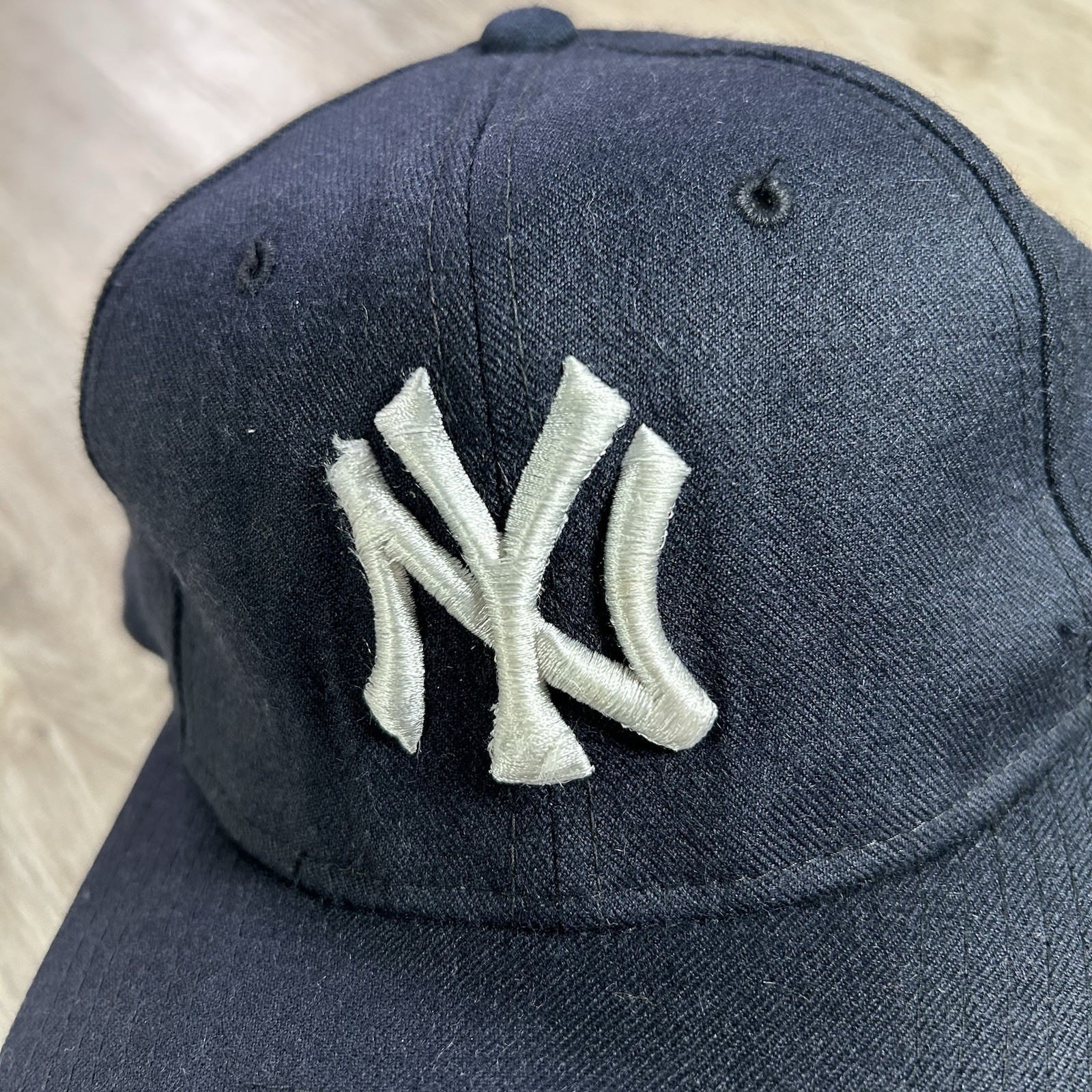 VTG American Needle New York Yankees Snapback Hat MLB Blue Patent 100% Wool Cap