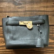 Michael Kors Black Small Crossbody Bag Gold Hardware Magnetic Closure Logo