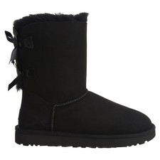 UGG Black Suede Bailey Bow II Sheepskin Lined Boots 1016225 Women's Size 9
