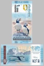 Gr&ouml;nland / Greenland 1 Krone Souvenirschein 2025 Papageitaucher UV Hologramm